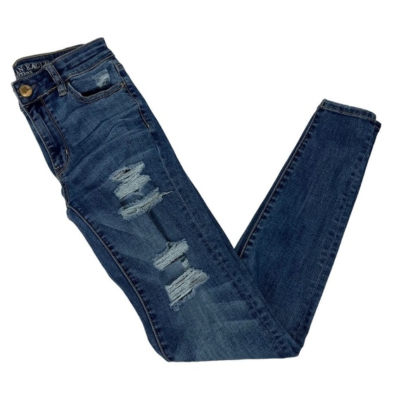 AMERICAN EAGLE OUTFITTERS Women’s Hi-Rise Jean Jeggings Sz 0 Long Super Stretch - Picture 5 of 9